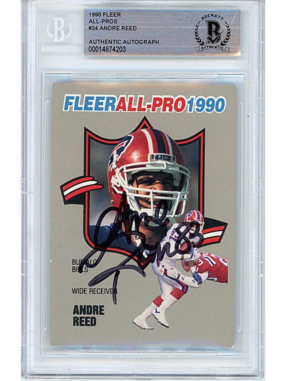 Andre Reed Signed 1990 Fleer All Pro #24 Buffalo Bills HOF Beckett BAS Slab Auto